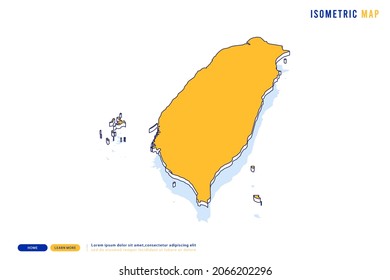 Abstract Yellow map of Taiwan on white background. Vector modern isometric concept greeting Card illustration eps 10.