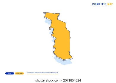 Abstract Yellow map of Togo on white background. Vector modern isometric concept greeting Card illustration eps 10.
