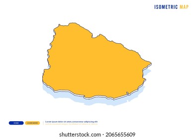 Abstrakte gelbe Karte von Uruguay auf weißem Hintergrund. Vektor modernes isometrisches Konzept Grußkartengrafik eps10.
