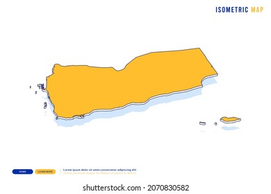Abstract Yellow map of Yemen on white background. Vector modern isometric concept greeting Card illustration eps 10.