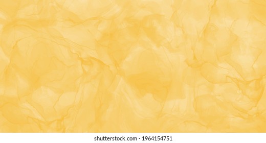 Abstract yellow marble fluid painted background. Alcohol ink or watercolor art. Editable vector texture backdrop 