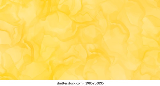 Abstract yellow marble fluid painted background. Alcohol ink or watercolor art. Editable vector texture backdrop 