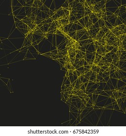 Abstract Yellow Mesh on Black Background -  Vector Illustration | EPS10 Design
