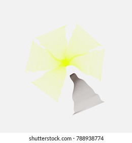Abstract yellow mesh on dark background. Futuristic style card. Elegant background for business presentations. Corrupted point sphere. Chaos aesthetics. Vector illustration EPS 10