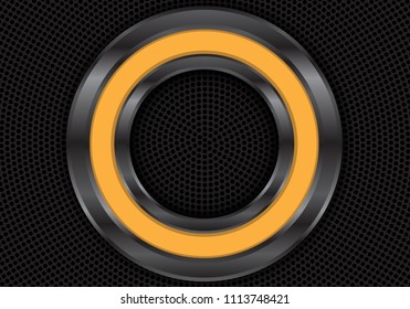 Abstract yellow metal circle on black mesh design modern futuristic background vector illustration.