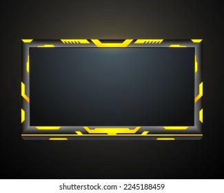 Abstract yellow and metal live stream overlay webcam screen interface video panel template