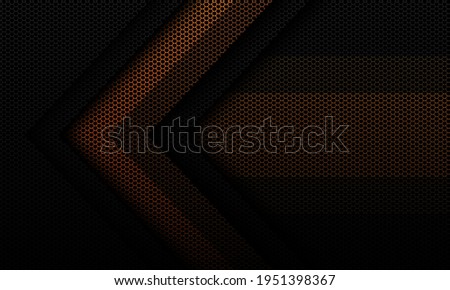Abstract yellow metal shadow arrow direction back hexagon mesh with banner blank space design modern futuristic industrial background vector illustration.