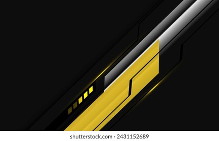 Abstrakter gelber metallischer silberner schwarzer Cyber-Slash geometrisch auf Grau mit Leerraum-Design Moderne futuristische Technologie Hintergrund Vektor-Illustration.