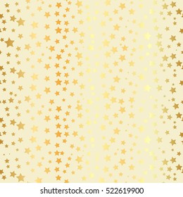 Abstract yellow modern seamless pattern with gold stars. Vector illustration.Shiny background. Texture of gold foil.