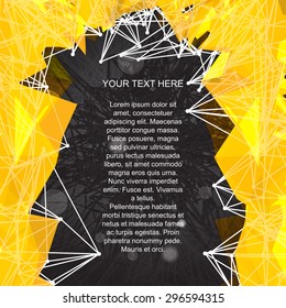 abstract yellow modern triangulation shapes on a black striped background