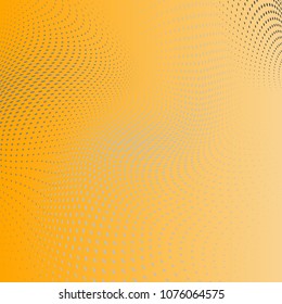 Abstract yellow monochrome halftone pattern. Soft curves. Design template vector illustration with dots. Modern dotted background for web sites,sticker labels, banners, corporate identity,cover design