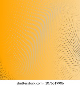 Abstract yellow monochrome halftone pattern. Soft curves. Design template vector illustration with dots. Modern dotted background for web sites,sticker labels, banners, corporate identity,cover design