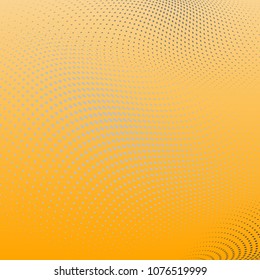 Abstract yellow monochrome halftone pattern. Soft curves. Design template vector illustration with dots. Modern dotted background for web sites,sticker labels, banners, corporate identity,cover design