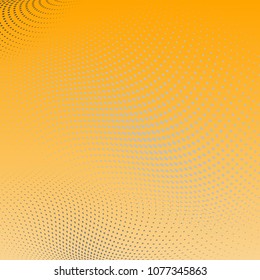 Abstract yellow monochrome halftone pattern. Soft curves. Design template vector illustration with dots. Modern dotted background for web sites,sticker labels, banners, corporate identity,cover design