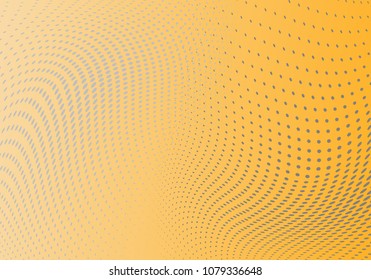 Abstract yellow monochrome halftone pattern. Soft curves. Design template vector illustration with dots. Modern dotted background for web sites,sticker labels, banners, corporate identity,cover design
