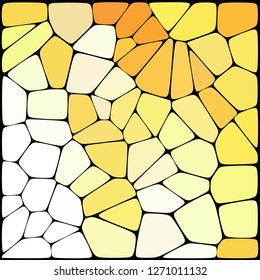 Abstract yellow mosaic pattern. Abstract background consisting of elements of different shapes arranged in a mosaic style. Vector illustration.