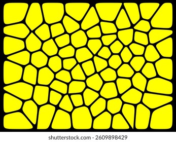Abstract yellow mosaic pattern with irregular black grid lines, resembling stained glass or giraffe skin texture.

