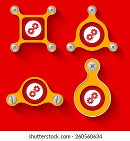 abstract yellow objects and screws and cogwheels
