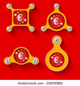 abstract yellow objects and screws and euro symbol