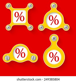 abstract yellow objects and screws and math symbols