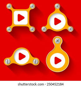 abstract yellow objects and screws and play symbol