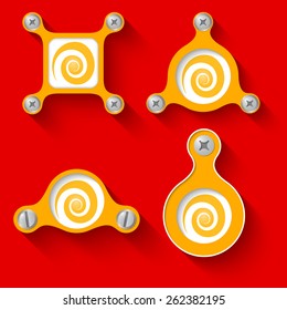 abstract yellow objects and screws and spiral