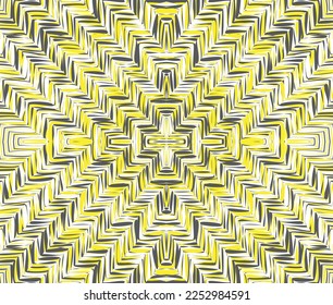 Abstract yellow optical illusion wave. Black and white horizontal lines with wavy distortion effect for prints, web pages, template, posters, monochrome backgrounds and pattern