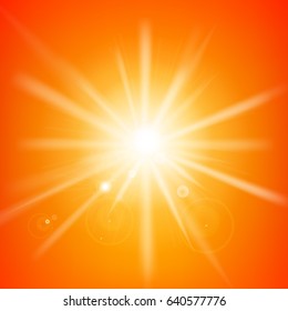 Abstract yellow and orange background with sunlight and flare element for summer vector illustration eps10
