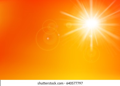 Abstract yellow and orange background with sunlight and flare element for summer vector illustration eps10