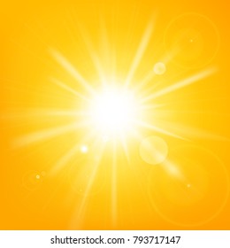 Abstract yellow and orange background with sunlight and flare element for summer vector illustration eps10