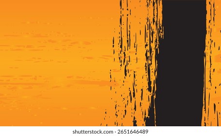 Abstract yellow orange and black brush grunge texture background. brush handwriting design Background, Vector Illustration.