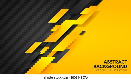 Abstract yellow orange and black contrast background.Tech futuristic corporate design. Geometric illustration for brochures, flyers, web graphic design. Vector illustration
