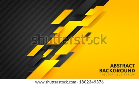 Abstract yellow orange and black contrast background.Tech futuristic corporate design. Geometric illustration for brochures, flyers, web graphic design. Vector illustration