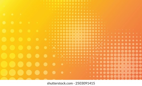 Fondo de gradiente de color amarillo y naranja abstracto con decoración de patrón de punto de semitono