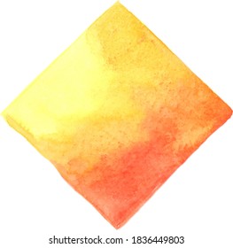 Abstract yellow and orange color square watercolor hand painting banner for decoration.