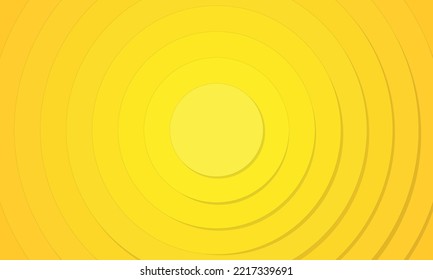 Abstract Yellow And Orange Colored Circular Gradient Background In Paper Style. 3D Vector Illustration, Simple Minimalist Backdrop For Text And Website.