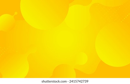 Pancarta de la plantilla de color naranja amarillo con color degradado y fondo de la tecnología de puntos polka pequeño Diseño con forma líquida vectorial