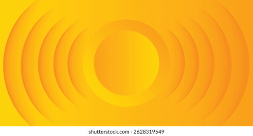 Abstract yellow and orange curve circle layer overlapping background.  Sound wave. You can use for ad, poster, template, business presentation. Vector illustration
