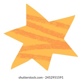 Abstractas amarillo y naranja recortado forma de estrella. Brillante elemento de collage de estrellas de salpicaduras de wow con líneas de garabato dibujadas a mano con textura de crayón. Divertido pastel abstracto estrella y elemento de pegatina del espacio.