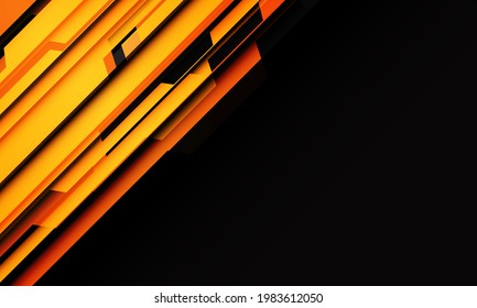 Abstract yellow orange geometric cyber circuit slash on black with blank space design modern futuristic technology background vector illustration.