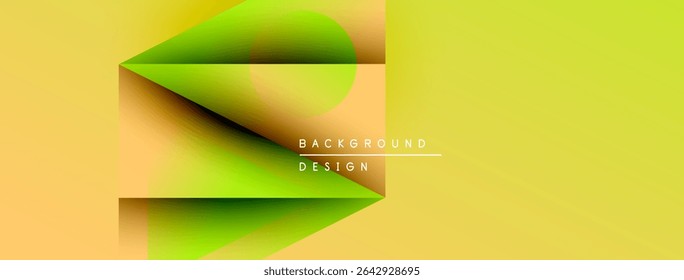 Abstract yellow, orange, green design. Geometric shapes create dynamic visual effect. Modern background suitable for presentations, websites.
