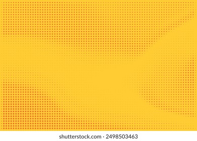 Abstrakter, gelb-orangefarbener, mit Rasterpunkten versehener Hintergrund. Retro Textur Overlay Grunge Illustration. Vektorhalbtonpunkte, Technologiehintergrund