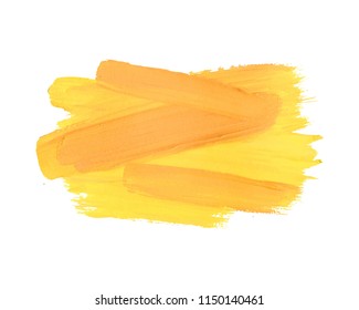 Abstract yellow orange hand painted textured ink brush background. Isolated strokes with dry rough edges.