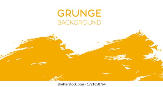 Abstract yellow orange hand painted textured ink brush background. Isolated strokes with dry rough edges