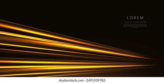 Abstract yellow and orange neon speed light diagonal on dark background. Hi-speed motion moving concept. Vector illustration