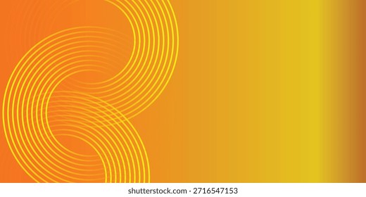 Fondo de anillos superpuestos amarillo y naranja Abstractas, Ilustración vectorial.