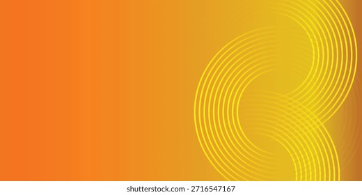 Fondo de anillos superpuestos amarillo y naranja Abstractas, Ilustración vectorial.