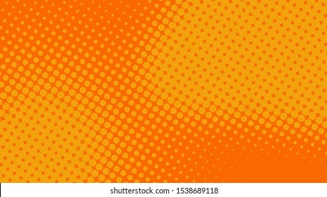 Abstract yellow and orange pop art background with halftone dots in retro comic style, vector illustration eps10