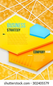 Abstract yellow orange poster with triangle background. Vector design template.  