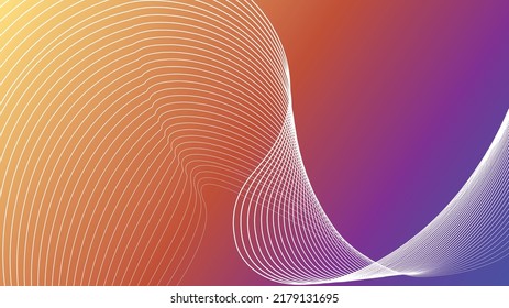 Abstract yellow orange purple blue graphic wavy lines color gradient background